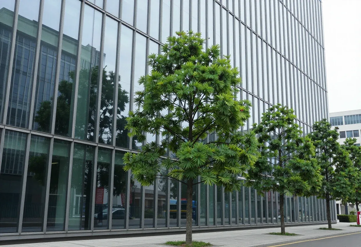Curved mirrored steel walls multiply one tree into forest at infinite grove pavilion in shanghai