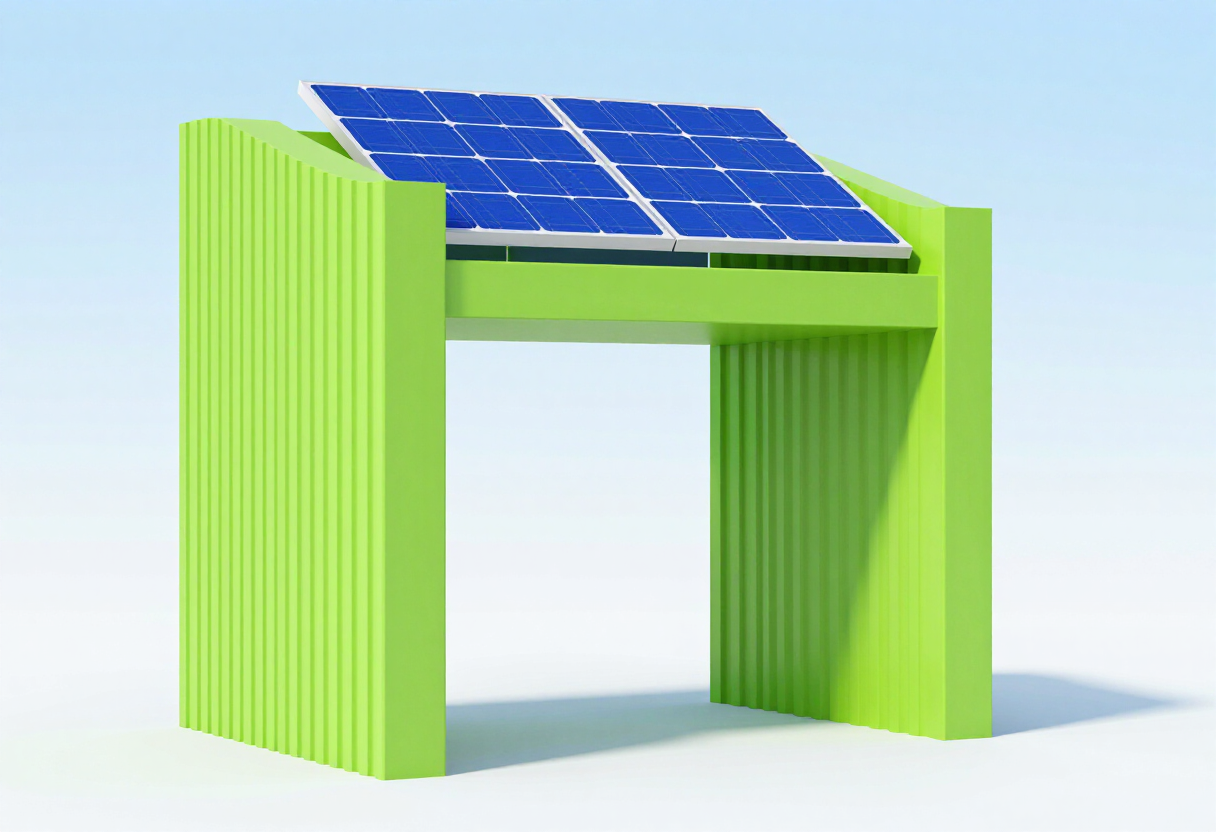 Ribbed lime-green gateway and blue solar canopy reform municipal sports center in spain