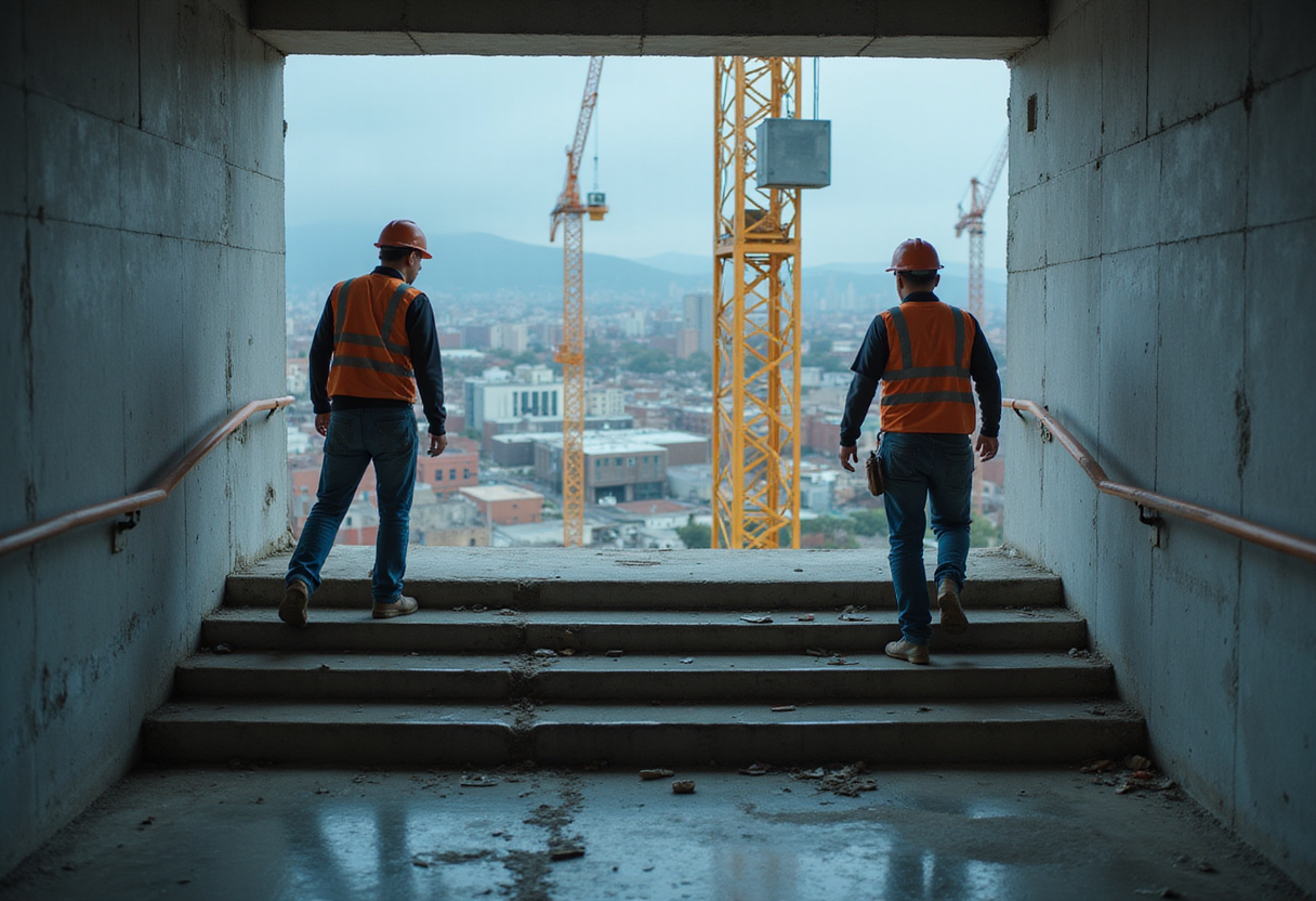 Labourer falls through unprotected stairwell opening