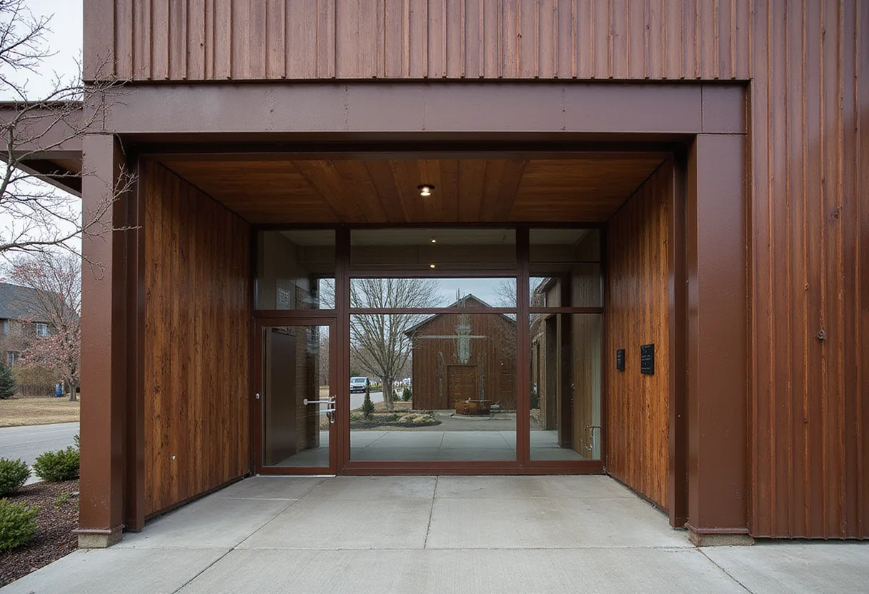 Wheeler Kearns Architects staggers brown-metal house on Lake Michigan shore