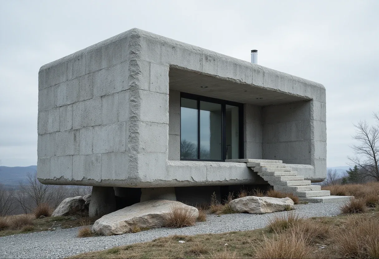 "Monolithic" concrete house informed by rock-cut monastic homes