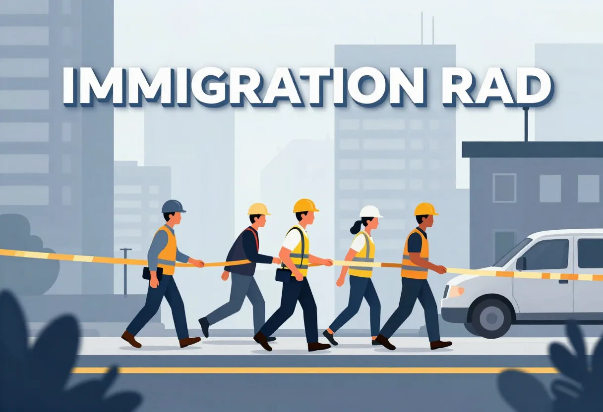 Builders flee site during immigration raid: Video